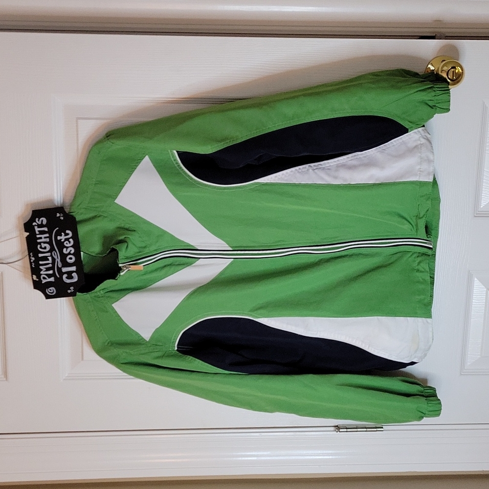 Kim Rogers Utility Jacket XL Green Navy White Stripe